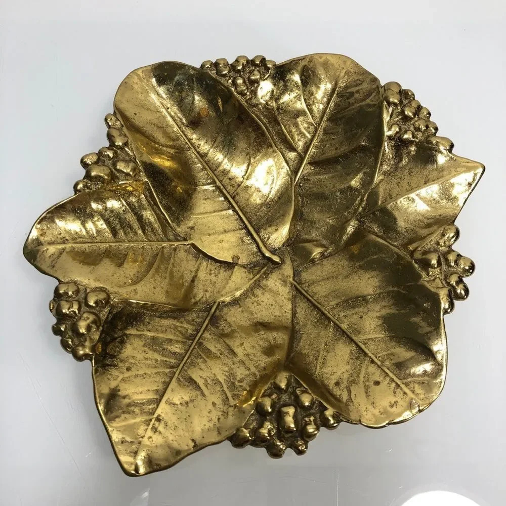 Lemon Leaves Brass Tray Virginia Metalcrafters - Picture 10 of 10